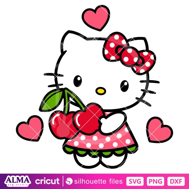 Cherry Hello Kitty Svg, Sanrio Svg, Hello Kitty Svg, Kawaii Svg, PNG