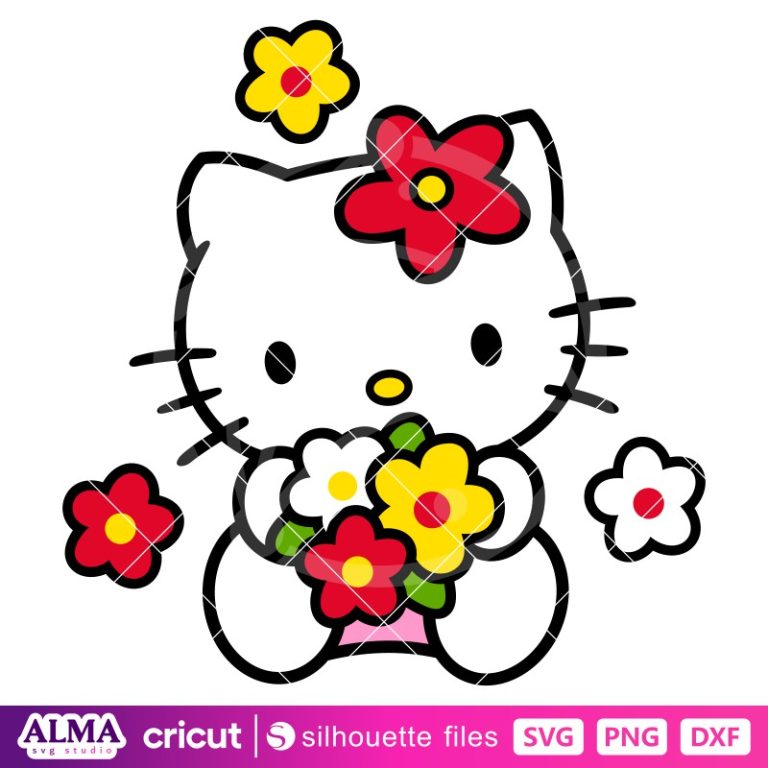 Flower Hello Kitty Svg, Sanrio Svg, Hello Kitty Svg, Kawaii Svg, PNG