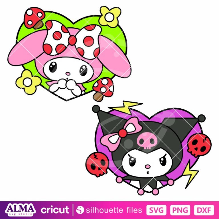 My Melody & Kuromi Bundle Svg, Sanrio Svg, Hello Kitty Svg, Kawaii Svg ...