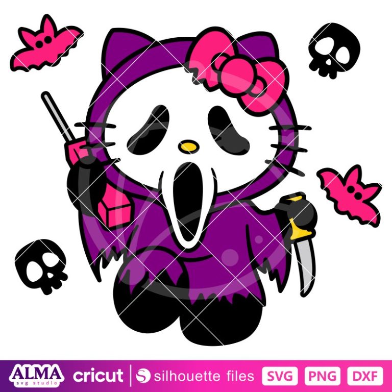 Hello Kitty Scream Ghost Face Svg, Sanrio Svg, Halloween Svg, Kawaii ...